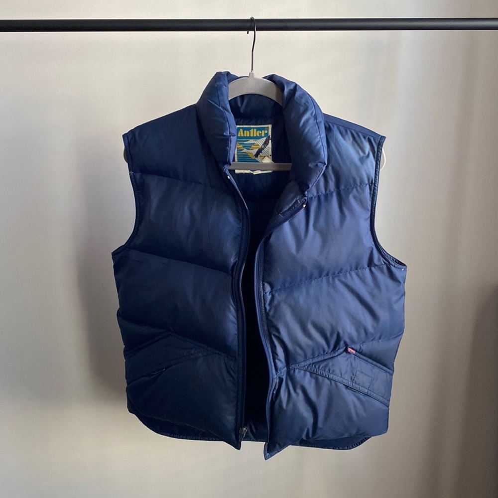 Vintage Antler Down Puffer Vest - Navy Blue